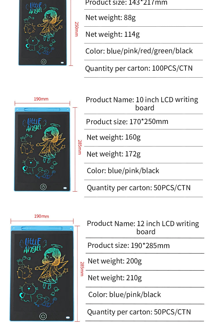 6.5/8.5/10/12 inch Lcd Writing Tablet Drawing Board