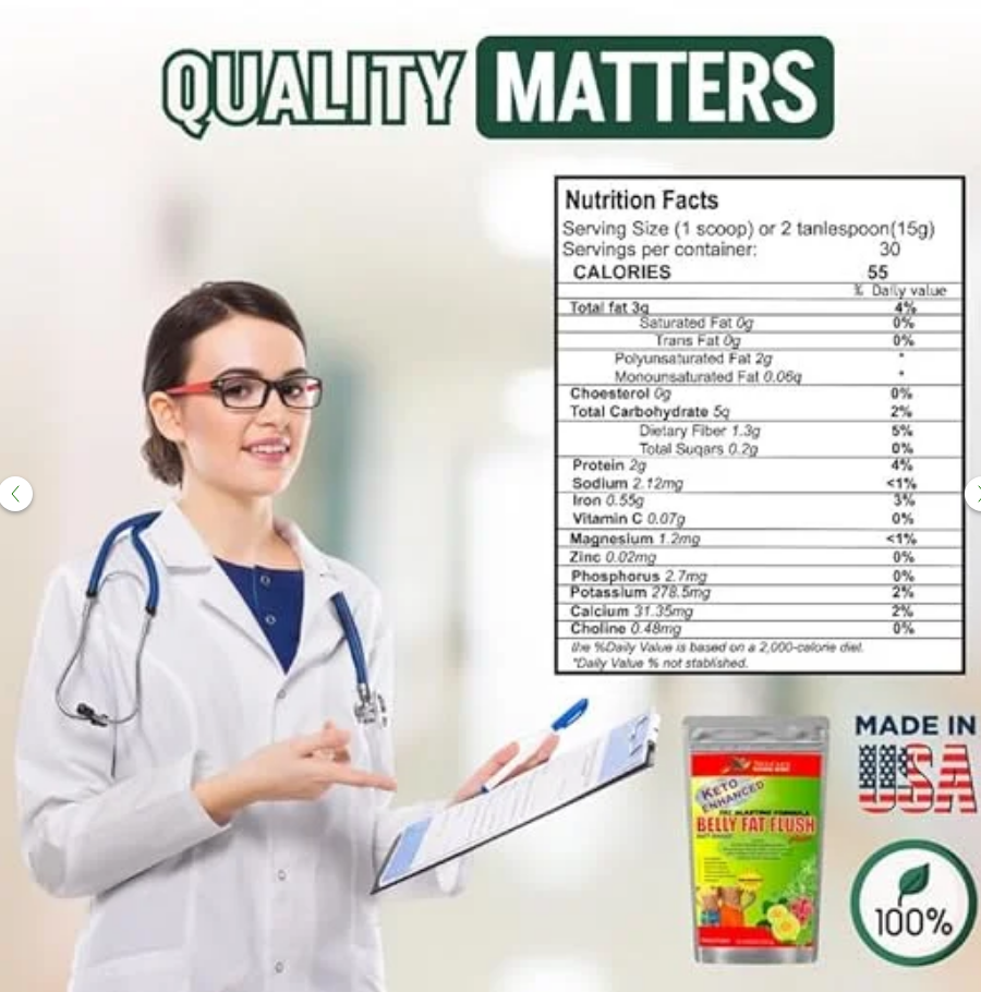Belly Fat Flush Diet Powder Shake Keto Enhanced with Detox